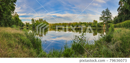 Peaceful scene from lovely small lake near Frankfurt in twillight Peaceful scene from lovely small lake near Frankfurt in twillight 79636073