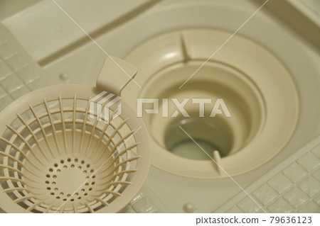 Disassembled bathroom drain for cleaning Disassembled bathroom drain for cleaning 79636123