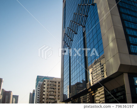 Abu Dhabi cityscape in the United Arab Emirates, a modern skyscraper lined up Abu Dhabi cityscape in the United Arab Emirates, a modern skyscraper lined up 79636197