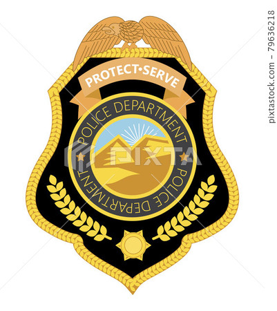 Police badge vector. Sheriff, marshal label illustrations. Law enforcement emblems for national days. Police badge vector. Sheriff, marshal label illustrations. Law enforcement emblems for national days. 79636218
