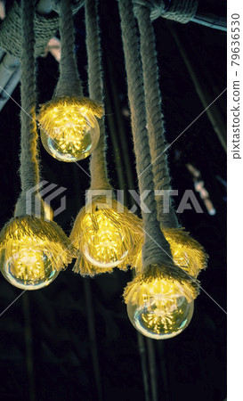 Hanging Rope Lamp home DIY cheap Rustic Lamps, Wood Lamps, Rustic Lighting. Idea background for hope in darkness concept idea Hanging Rope Lamp home DIY cheap Rustic Lamps, Wood Lamps, Rustic Lighting. Idea background for hope in darkness concept idea 79636530