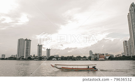 November 2019. Bangkok Thailand long tail boat serving people and tourist along Chao Phraya River 79636532