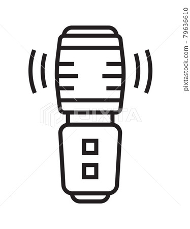 Microphone icon vector in thin line style. Voice over sign. Microphone symbol for audio podcast broadcast. 79636610