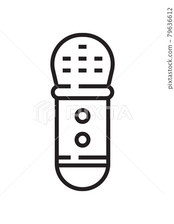 Microphone icon vector in thin line style. Voice over sign. Microphone symbol for audio podcast broadcast. Microphone icon vector in thin line style. Voice over sign. Microphone symbol for audio podcast broadcast. 79636612