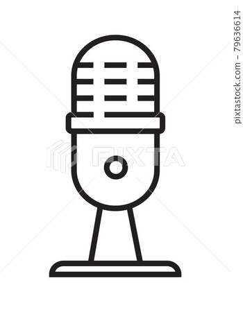 Microphone icon vector in thin line style. Voice over sign. Microphone symbol for audio podcast broadcast. Microphone icon vector in thin line style. Voice over sign. Microphone symbol for audio podcast broadcast. 79636614