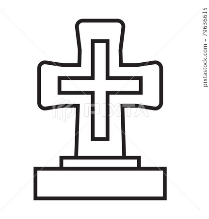 Funeral icon vector in a thin line style. Tombstone, crypt sign. Funeral icon vector in a thin line style. Tombstone, crypt sign. 79636615