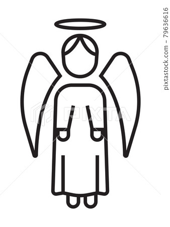 Angel icon vector in line style. A saint with wings and a shining halo. Angel icon vector in line style. A saint with wings and a shining halo. 79636616