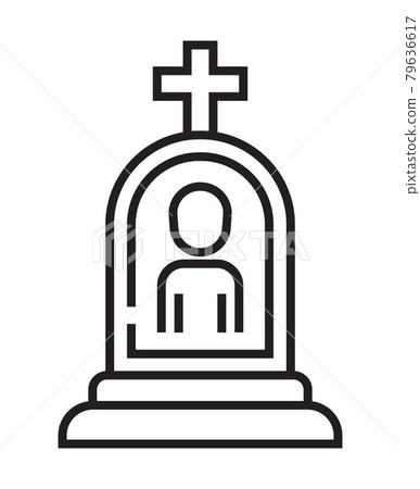 Funeral icon vector in a thin line style. Tombstone, crypt sign. 79636617