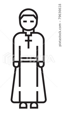 Priest, clergyman, cleric icon. Bible vector in a thin line style. 79636618