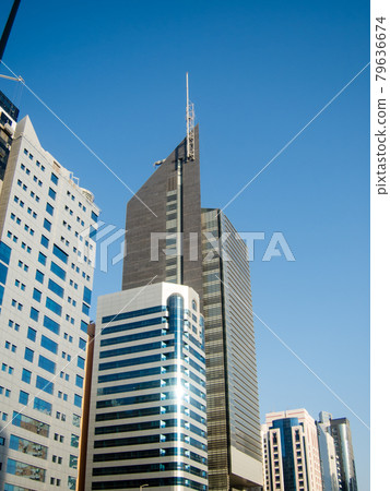 Abu Dhabi cityscape in the United Arab Emirates, a modern skyscraper lined up Abu Dhabi cityscape in the United Arab Emirates, a modern skyscraper lined up 79636674