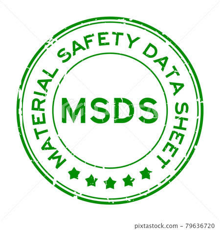 Grunge green MSDS (Abbreviation of material safety data sheet) word round rubber seal stamp on white background 79636720