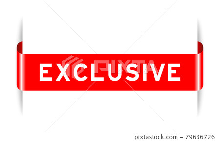 Red color inserted label banner with word exclusive on white background 79636726