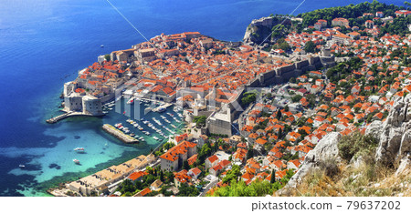 Croatia landmarks and tourism. Dubrovnik medieval town. Dalmatia 79637202