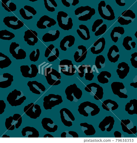 Abstract modern leopard seamless pattern. Animals trendy background. Green and black decorative vector stock illustration for print, card, postcard, fabric, textile. Modern ornament of stylized skin 79638353