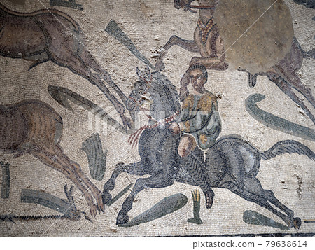 Ancient Roman mosaic of Villa del Casale, Sicily Ancient Roman mosaic of Villa del Casale, Sicily 79638614
