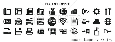 與傳真和打印機相關的圖標集 79639170