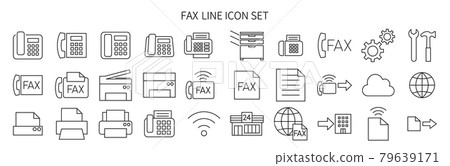 Icon set related to fax and printer 79639171