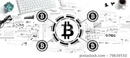Bitcoin theme with a computer keyboard 79639550