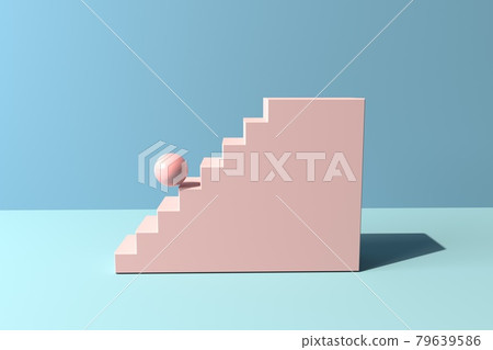 Stairs and balls - 3D render illustration 79639586