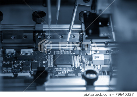 The automatic system assembly line for electronics circuit board.  79640327
