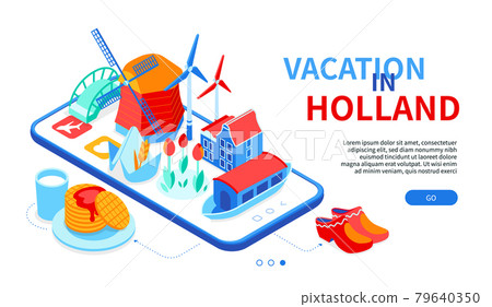 Vacation in Holland - colorful isometric web banner Vacation in Holland - colorful isometric web banner 79640350