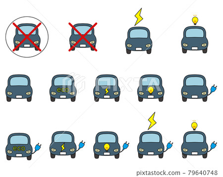 電動車圖像車等圖標插圖集。 電動車圖像車等圖標插圖集。 79640748