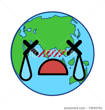 帶有哭泣表情的擬人化地球人物插圖 帶有哭泣表情的擬人化地球人物插圖 79640762