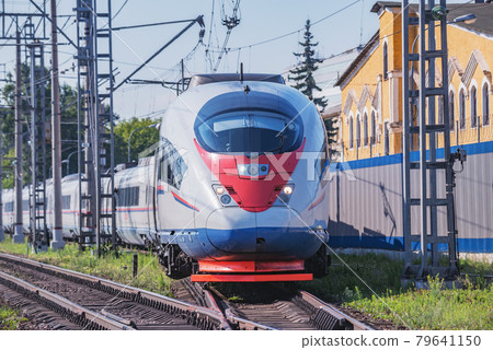 Highspeed train moves from depot. Moscow. 79641150