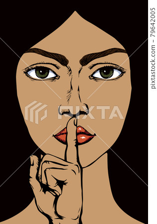The finger shows quietly. Vector drawing 79642005