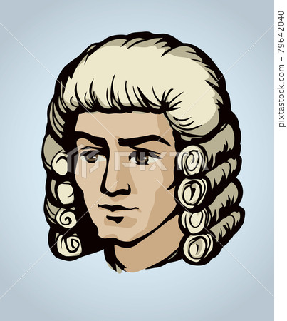 Vintage french wig. Vector drawing - Stock Illustration [79642040] - PIXTA