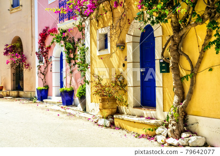Most beautiful greek villages - colorful Assos in Cefalonia. Ionian islands of Greece Most beautiful greek villages - colorful Assos in Cefalonia. Ionian islands of Greece 79642077