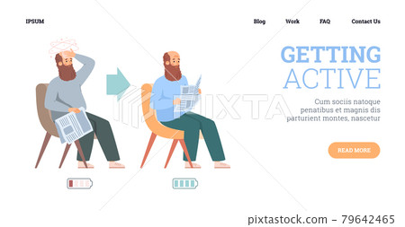 Website on concept of elderly people active life, flat vector illustration. Website on concept of elderly people active life, flat vector illustration. 79642465