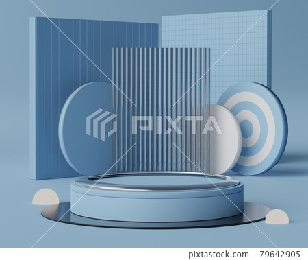 3d render of minimal display podium design for mock up and product presentation.  79642905
