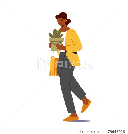 Female Character Worker with Stuff in Hands Leaving Workplace, Fired from Work. Stressed Woman Employee Dismissal Female Character Worker with Stuff in Hands Leaving Workplace, Fired from Work. Stressed Woman Employee Dismissal 79642938