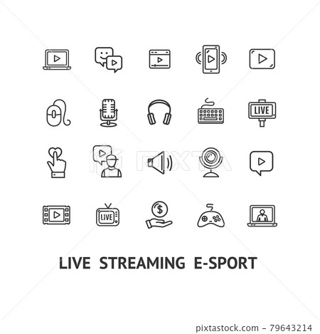 Live Streaming Sign Thin Line Icon Set. Vector 79643214