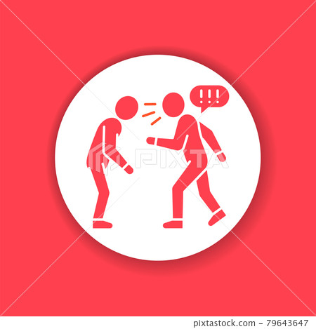 Verbal bullying red glyph icon. Harassment, social abuse and violence. Sign for web page, mobile app, button, logo. 79643647