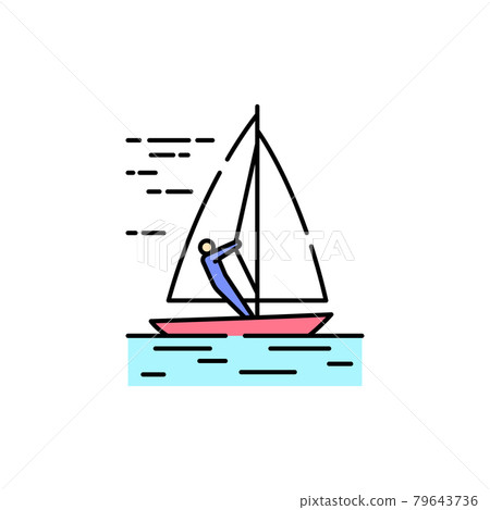 Yachting line icon. Isolated vector element. Yachting line icon. Isolated vector element. 79643736
