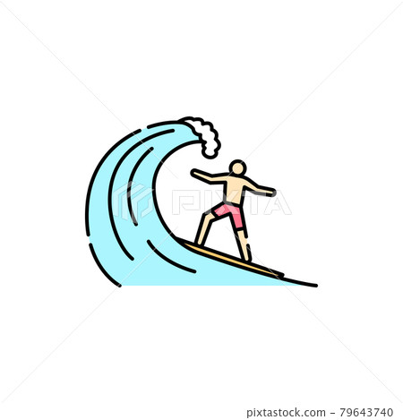 Surfing line icon. Isolated vector element. Surfing line icon. Isolated vector element. 79643740