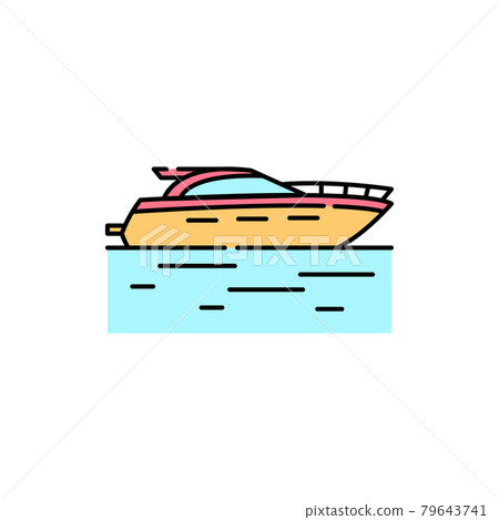 Speedboat line icon. Isolated vector element. 79643741
