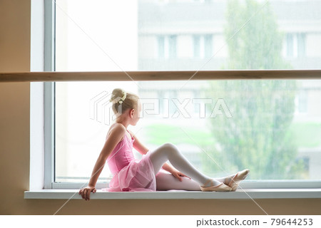 Young balleria sitting on the window sill. Young balleria sitting on the window sill. 79644253