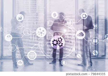 Process automation concept on blurred office and people 79644335