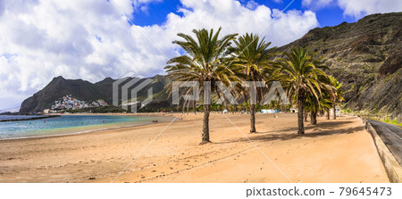 Best beaches of Tenerife island - beautiful Las Teresitas, Canary islands of Spain 79645473