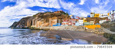 Grand canary island (Gran Canary) - beautiful coastal village Puerto de Sardina. Canary islands Grand canary island (Gran Canary) - beautiful coastal village Puerto de Sardina. Canary islands 79645504