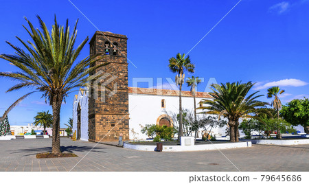 Landmarks of Fuerteventura - traditional colonial town La Oliva.  Church of Candelaria in downtown 79645686