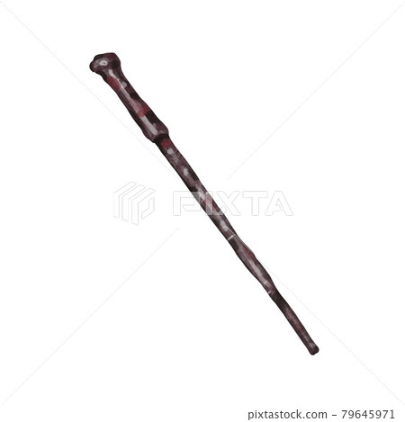 Hand drawn watercolor magic wand. Illustration elder stick 79645971