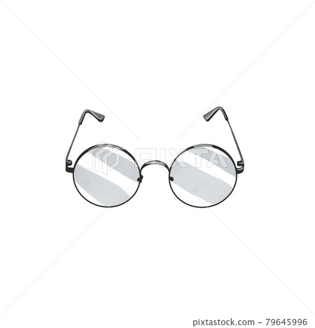 watercolour illustration eyeglasses. round glasses, optic eyeglasses 79645996