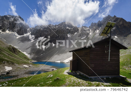apsoi lake and bivouac in the alps of piedmont, italy 79646742