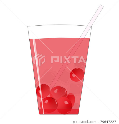 Glass of fresh cherry punch on white background - Vector Glass of fresh cherry punch on white background - Vector 79647227