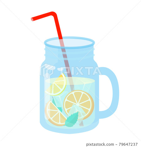 Realistic glass of lemonade fresh on a white background - Vector Realistic glass of lemonade fresh on a white background - Vector 79647237