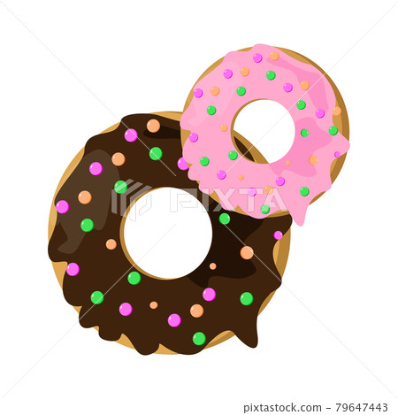 Realistic round donut on white background - Vector Realistic round donut on white background - Vector 79647443